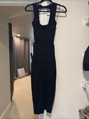 Express Black Sleeveless Bodycon Midi Dress Criss Cross Open Back